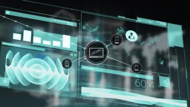 Animation of network of connections over data processing. Global business and digital interface concept digitally generated video.
