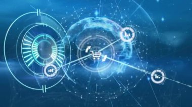 Dünya üzerindeki bağlantı ağının animasyonu. küresel iş ve dijital arayüz kavramı dijital olarak oluşturulmuş video.