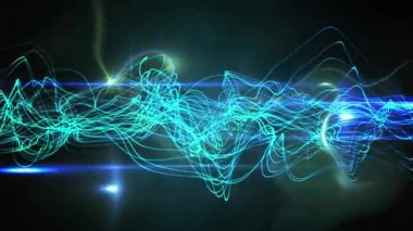 Siyah arkaplan üzerinde ışık izlerinin canlandırılması. Işık, şablon ve hareket konsepti dijital olarak oluşturulmuş video.