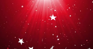 Yılbaşı yıldızlarının düşüşünün ve parlayan ışığın animasyonu. Noel, şenlik, gelenek ve kutlama konsepti dijital olarak oluşturuldu.