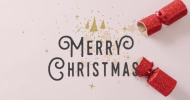 Noel tebriklerinin animasyonu Noel süslemeleri üzerine mesajlaşır. Noel, şenlik, kutlama ve gelenek konsepti dijital olarak oluşturuldu.