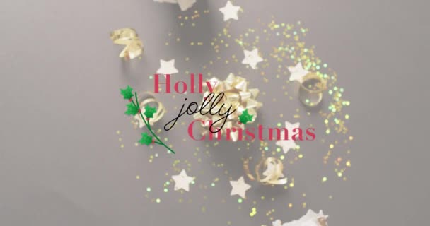 Animace Vánočních Pozdravů Text Přes Vánoční Dekorace Vánoce Slavnost Oslavy — Stock video