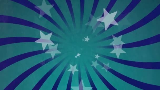 Animación Estrellas Sobre Rayas Sobre Fondo Verde Fondo Abstracto Patrón — Vídeos de Stock