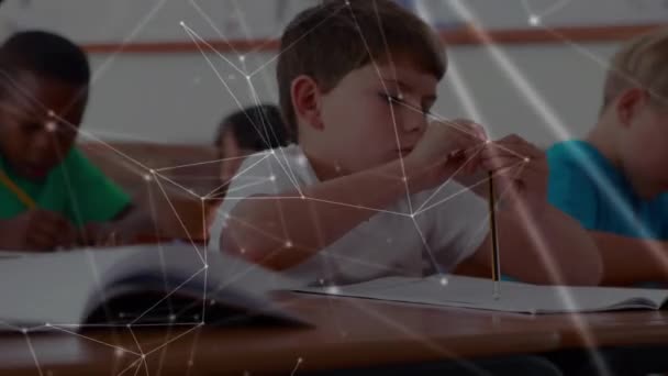 Анімація Мережі Язків Між Різними Школярами Глобальні Язки Освіта Концепція — стокове відео