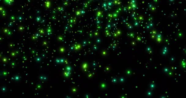 Анимация Светящихся Пятен Зеленого Света Черном Фоне Концепция Света Абстракции — стоковое видео