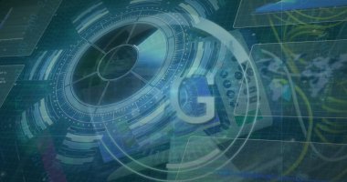 Görüntü veri işlemenin bir beyin üzerinde gerçekleştiğini gösteriyor. Küresel iş ve dijital arayüz kavramı dijital olarak üretilen bir görüntü olarak gösterilmektedir. Sunucular üzerinde 5G ve işleme çemberlerinin görüntüsü. Ağ, iletişim, veri işleme ve teknoloji konc