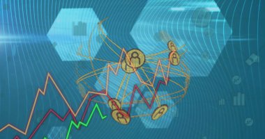İstatistikler üzerinden insanlarla bağlantı kurma ağı resmi. Küresel bağlantılar ağ ve dijital arayüz konsepti dijital olarak oluşturuldu.