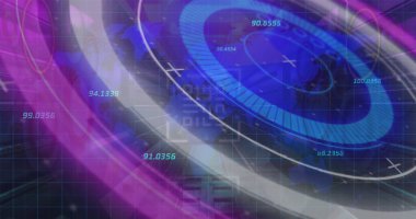 Dijital uzayda işlem çemberi, sayılar ve qr kodu resmi. Dijital alan, bilgisayarlar, ağ ve teknoloji konsepti dijital olarak oluşturulmuş görüntü.