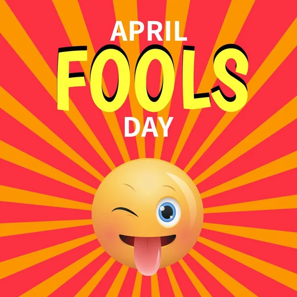 Composition of april fools day text over winking emoji icon. April fools day and joking concept digitally generated image.