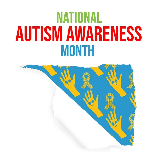 Složení Textu Národního Autismu Žlutých Rukou Stužek Národní Autismus Povědomí — Stock fotografie