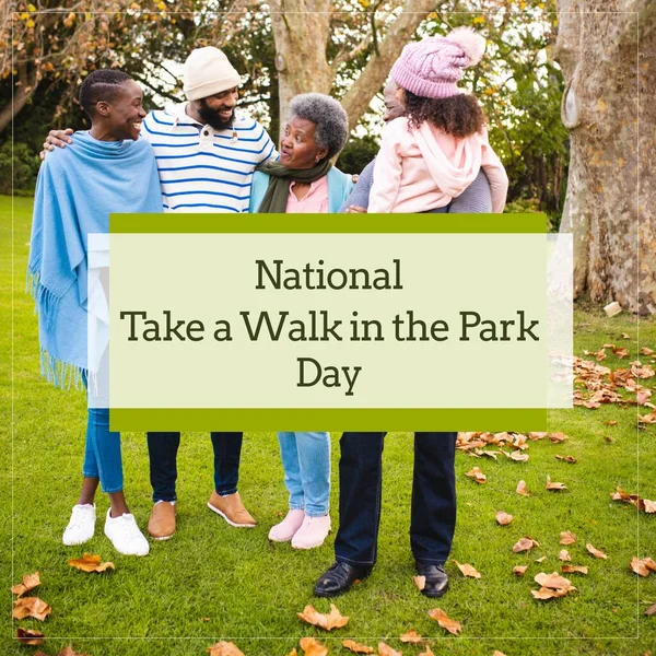 Sammansättning Nationella Promenad Parken Dag Text Och Familj Parken National — Stockfoto