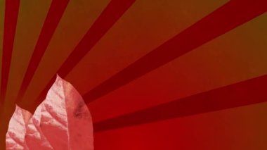 Yeşil arka plandaki çizgilerin üzerindeki yaprakların animasyonu. Soyut arkaplan, şablon ve hareket kavramı dijital olarak oluşturuldu.