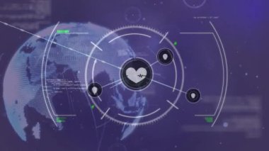 Bağlantı ağı üzerinden veri işleme animasyonu. Sosyal medya ve dijital arayüz konsepti dijital olarak oluşturulmuş video.