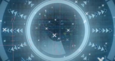 Kapsam taramasında veri işleme animasyonu. küresel iş ve dijital arayüz kavramı dijital olarak oluşturulmuş video.