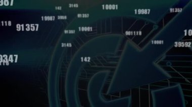 Daireler üzerinde veri işleme animasyonu. küresel iş ve dijital arayüz kavramı dijital olarak oluşturulmuş video.