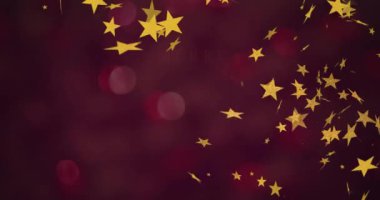 Yıldızlar üzerinde mutlu noeller metni. Noel, kutlama ve dijital arayüz kavramı dijital olarak oluşturulmuş video.