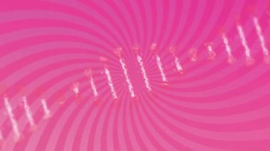 Pembe radyal arka planda dönen DNA yapısının animasyonu. Tıbbi araştırma ve bilim teknolojisi kavramı