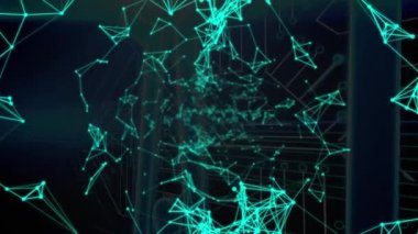 Aletlerin üzerinde hareket eden şekillerin animasyonu. Küresel iş ve dijital arayüz kavramı dijital olarak oluşturulmuş video.