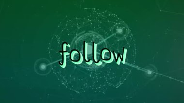 Dünya ve noktalar üzerinde takip metninin animasyonu. Küresel iş ve dijital arayüz kavramı dijital olarak oluşturulmuş video.