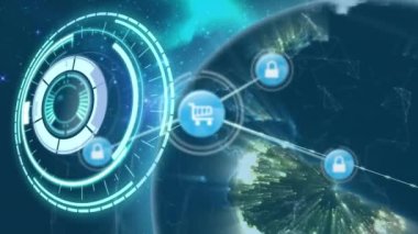 Dünya üzerindeki bağlantı ağının animasyonu. küresel iş ve dijital arayüz kavramı dijital olarak oluşturulmuş video.