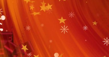 Yıldızların üzerinde hareket eden şekillerin animasyonu. Noel, kutlama ve dijital arayüz kavramı dijital olarak oluşturulmuş video.