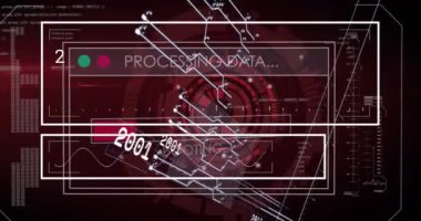 Kapsam taramasında veri işleme animasyonu. küresel iş ve dijital arayüz kavramı dijital olarak oluşturulmuş video.