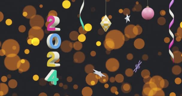 Animazione 2024 Testi Decorazioni Natalizie Sullo Sfondo Capodanno Natale Festa — Video Stock