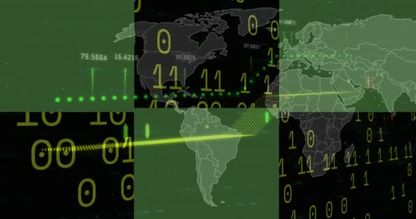 Animación Del Procesamiento Datos Través Del Mapa Mundial Concepto Redes — Vídeos de Stock