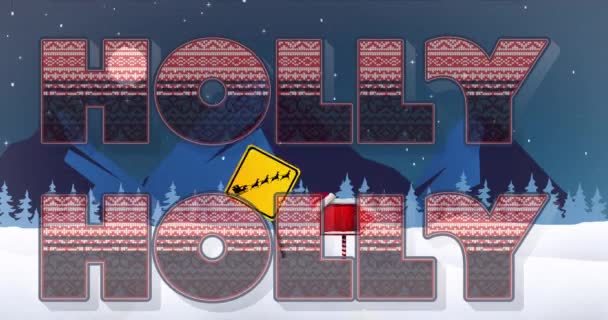 Animazione Auguri Natale Testo Sopra Scenario Invernale Con Segni Natale — Video Stock