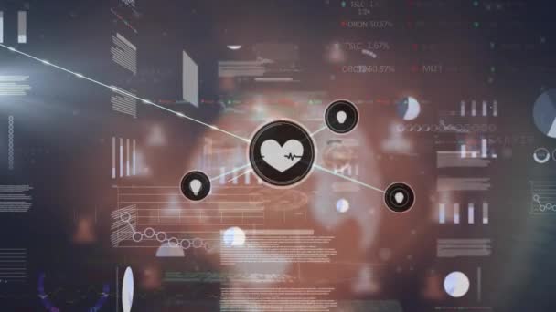 Animation Des Netzwerks Von Verbindungen Über Die Datenverarbeitung Globales Business — Stockvideo