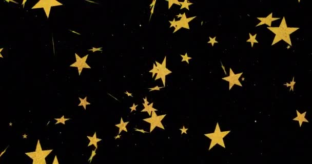 Анимация Рождественских Золотых Звезд Снегопадов Новогодний Вечер Рождество Праздник Традиция — стоковое видео