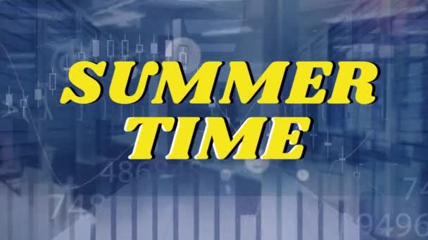Animation Data Processing Summer Time Text Network Connections Global Business — Stock Video