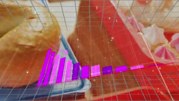 Animatie Van Lijnen Grafiek Croissants Wereldwijd Concept Voor Wetenschap Technologie — Stockvideo
