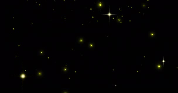 Анимация Светящихся Пятен Желтого Света Черном Фоне Концепция Света Абстракции — стоковое видео