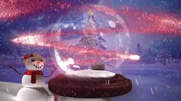 Animation Boule Neige Sur Neige Tombant Noël Célébration Concept Interface — Video