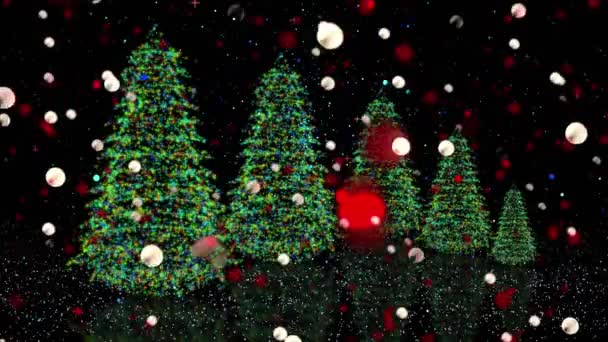 Animatie Van Kerstbomen Sneeuw Vallen Kerstmis Festiviteit Traditie Viering Concept — Stockvideo