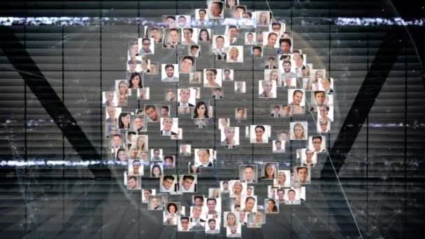 Animazione Della Tecnica Glitch Collage Fotografico Persone Multirazziali Che Formano — Video Stock