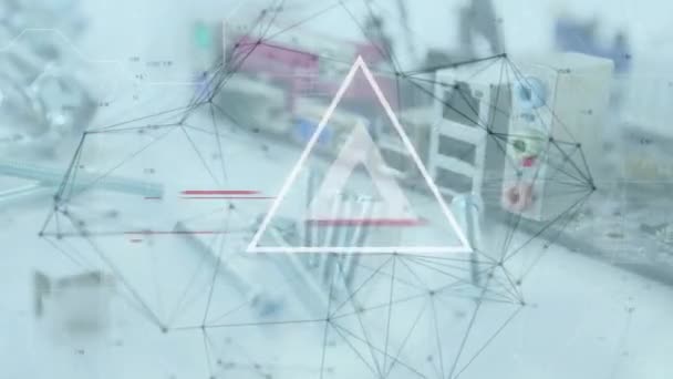 Animation Von Looping Dreiecken Miteinander Verbundenen Punkten Hochwinkelaufnahme Der Elektronik — Stockvideo