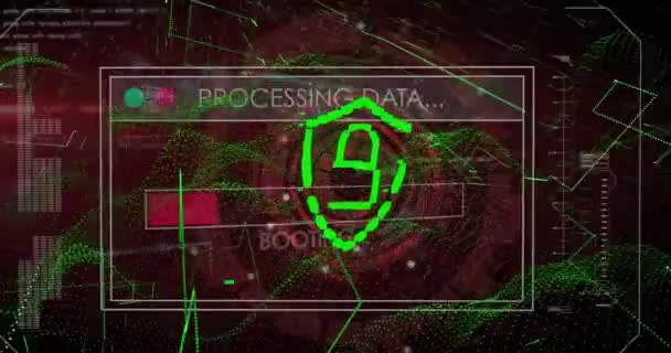 Animação Processamento Dados Sobre Cadeado Conceito Global Negócios Interface Digital — Vídeo de Stock
