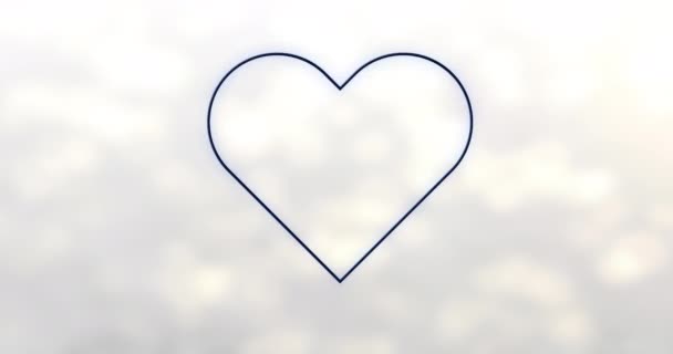 Κινούμενα Σχέδια Του Νέον Μπλε Εικονίδιο Καρδιά Αντίγραφο Χώρο Έναντι — Αρχείο Βίντεο