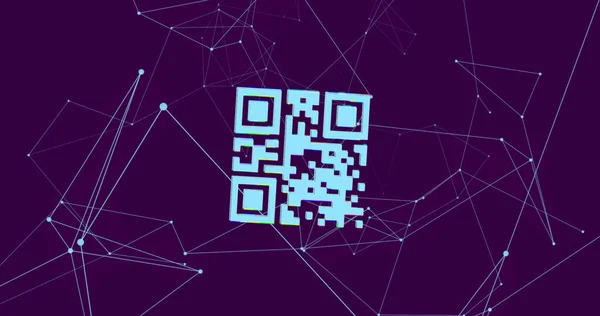 Зображення Сканування Обробки Даних Кодом Цифрового Інтерфейсу Мережею Фіолетовому Фоні — стокове фото