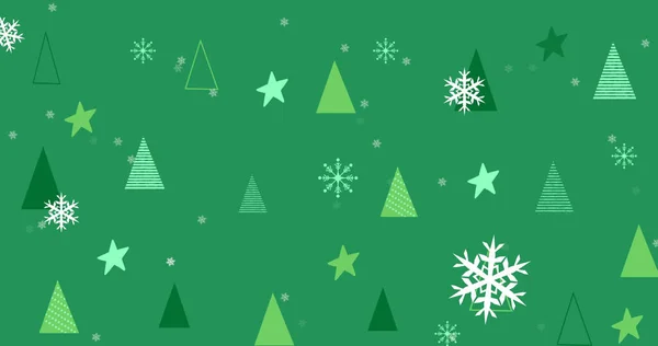 Bild Von Grünen Weihnachtsbaummuster Mit Schneeflocken Weihnachten Winter Tradition Und — Stockfoto