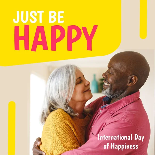 커플에 국제적 행복의 국제적 행복의 그리고 디지털로 만들어 이미지를 축하하는 — 스톡 사진
