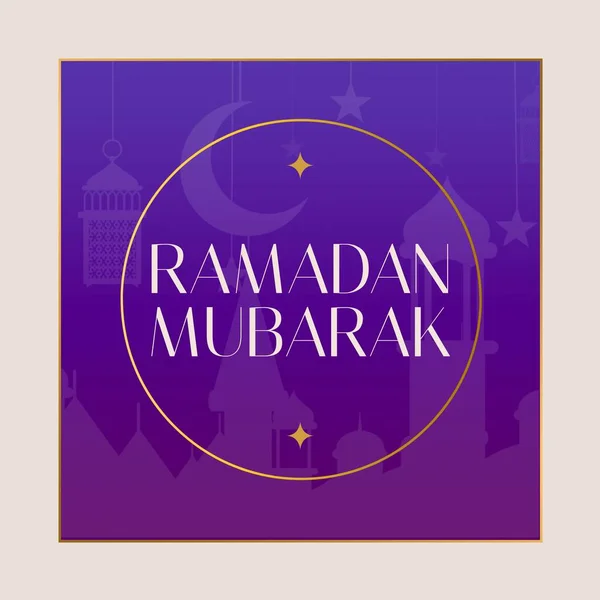 Összetétele Ramadan Kareem Szöveg Felett Mecset Félhold Lila Alapon Ramadán — Stock Fotó
