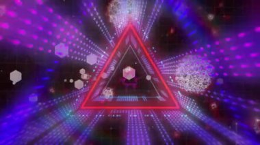 Dijital tünelin üzerindeki noktaların animasyonu. Sosyal medya ve dijital arayüz konsepti dijital olarak oluşturulmuş video.