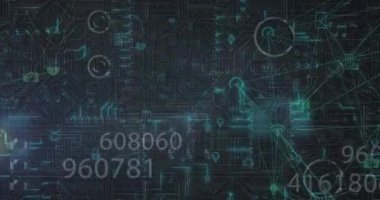 Bilgisayar devre kartından bağlantı ve veri işleme ağının animasyonu. Küresel teknoloji, çevrimiçi güvenlik ve dijital arayüz kavramı dijital olarak oluşturulmuş video.