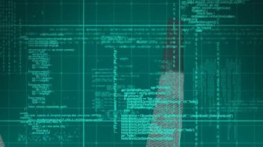 Şekiller üzerinde veri işleme animasyonu. küresel iş ve dijital arayüz kavramı dijital olarak oluşturulmuş video.