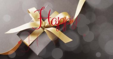Noel tebriklerinin animasyonu Noel hediyesi üzerine mesajlaşır. Noel, şenlik, gelenek ve kutlama konsepti dijital olarak oluşturuldu.