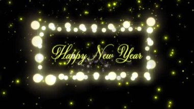 Peri ışıkları çerçevesinde Mutlu Yıllar metninin animasyonu. Yeni yıl arifesi, noel, şenlik, kutlama ve gelenek kavramını dijital olarak oluşturduk..