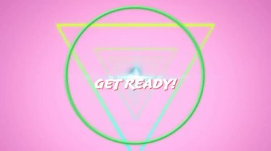 Animation of start text over shapes. Social media and digital interface concept digitally generated video.